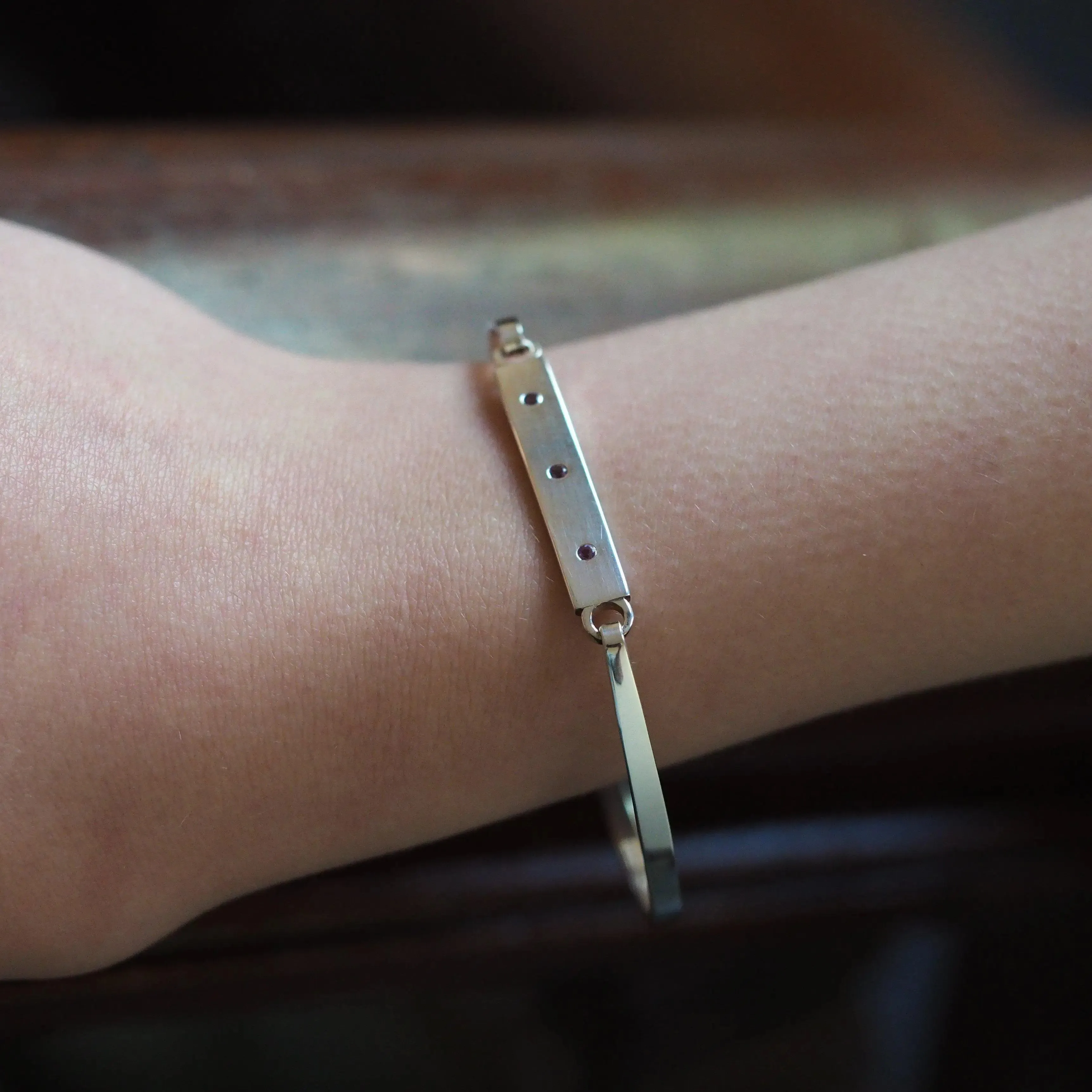 Personalised Sterling Silver Amethyst Bangle Engraved