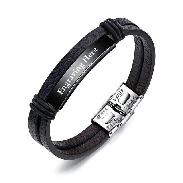 Personalized Engraved Leather Bracelets for Him