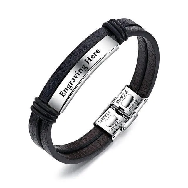 Personalized Engraved Leather Bracelets for Him