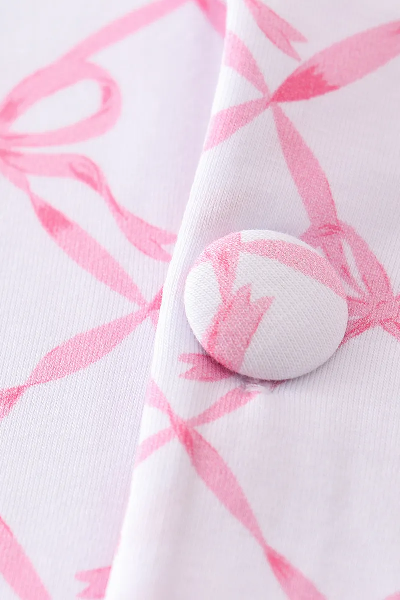 Pink bow tie girl pajamas set