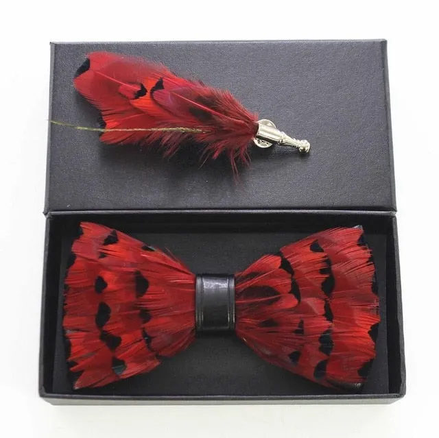 Raven Feather Bow Tie Set