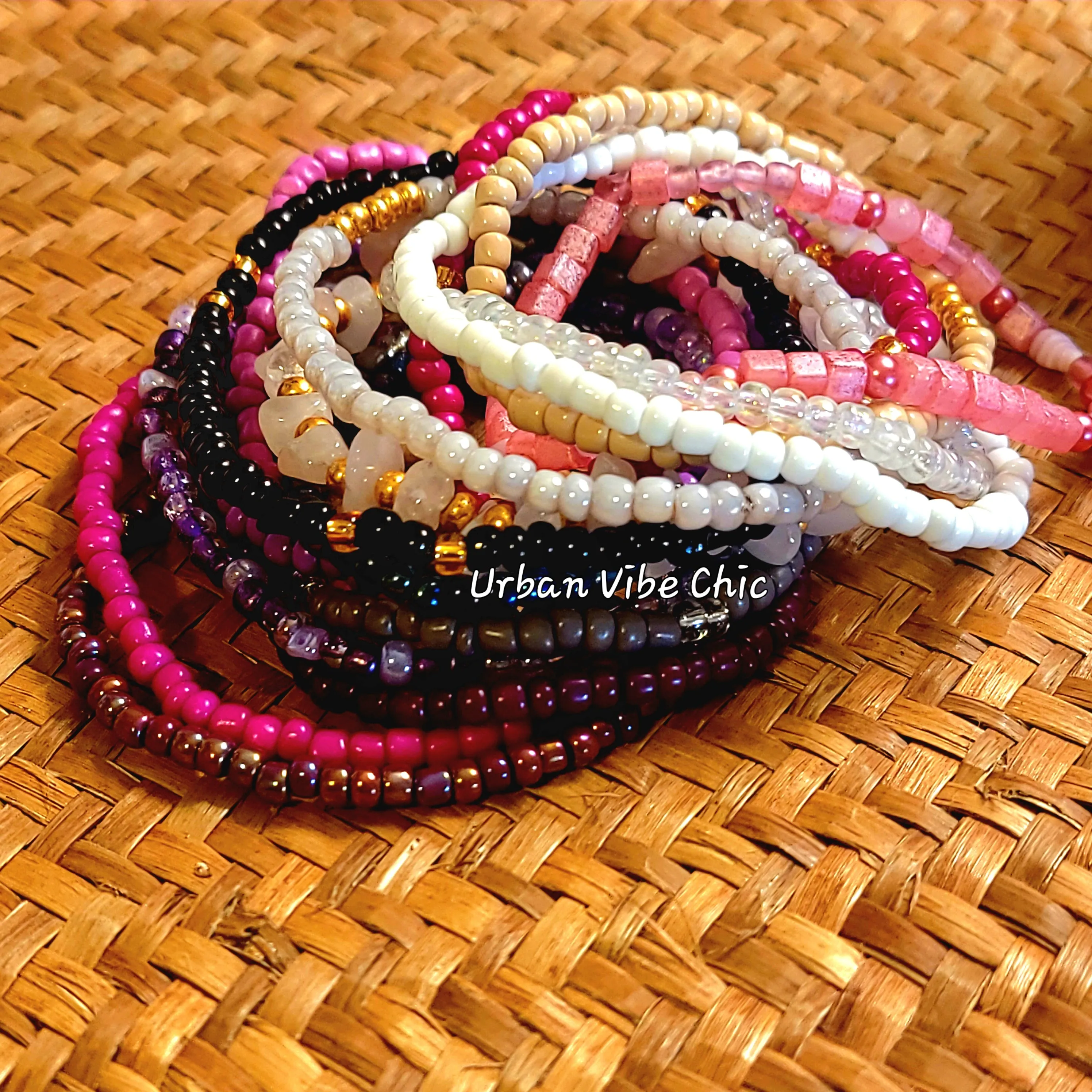 Seed Beads Stretch Bracelets - Purple Haze