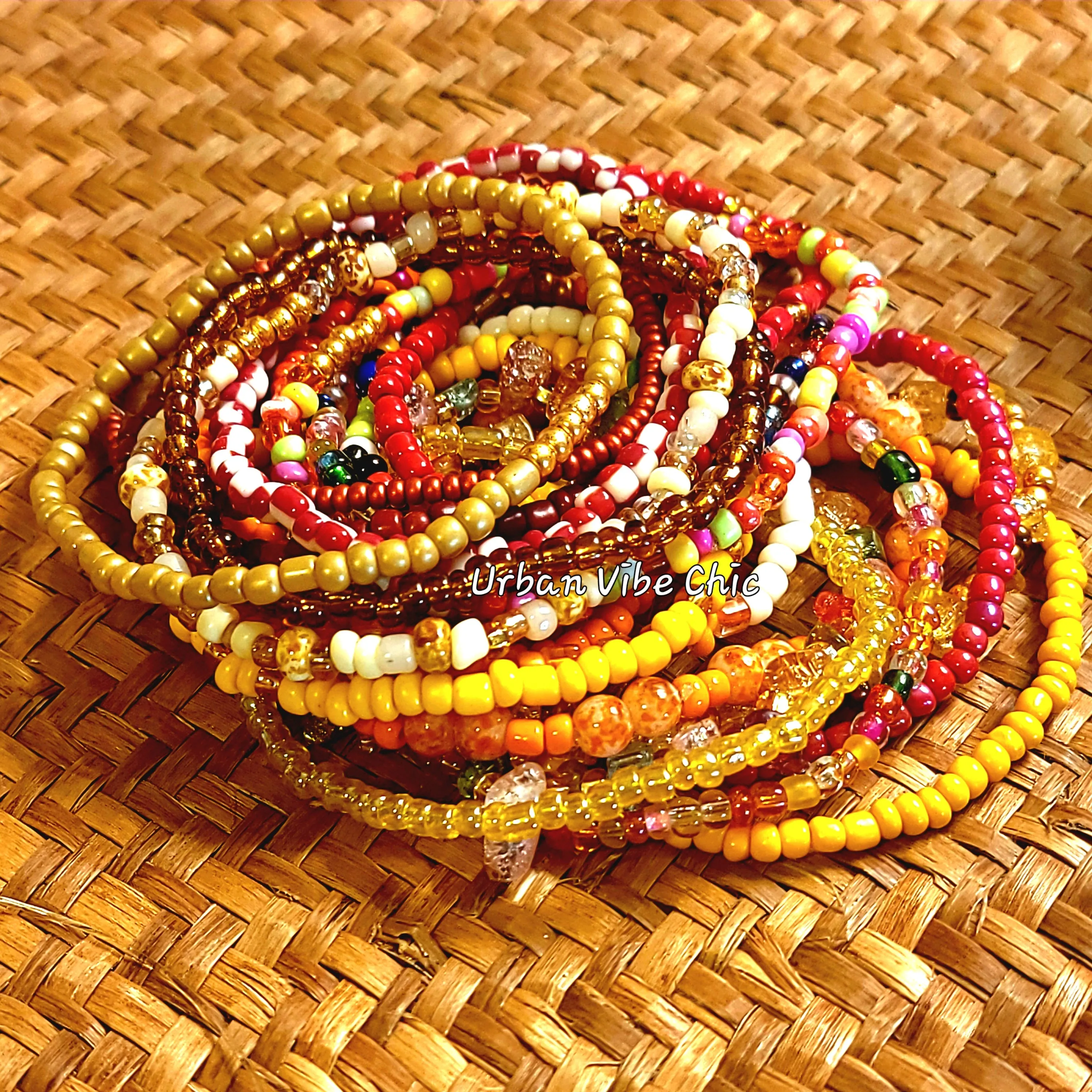 Seed Beads Stretch Bracelets - Sun & Fire