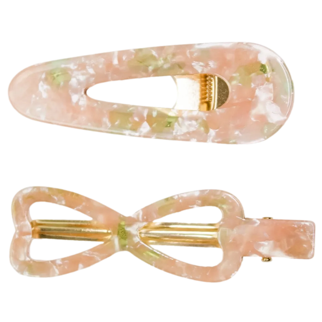 Serendipity Hair Clip Set in Peachy Pink