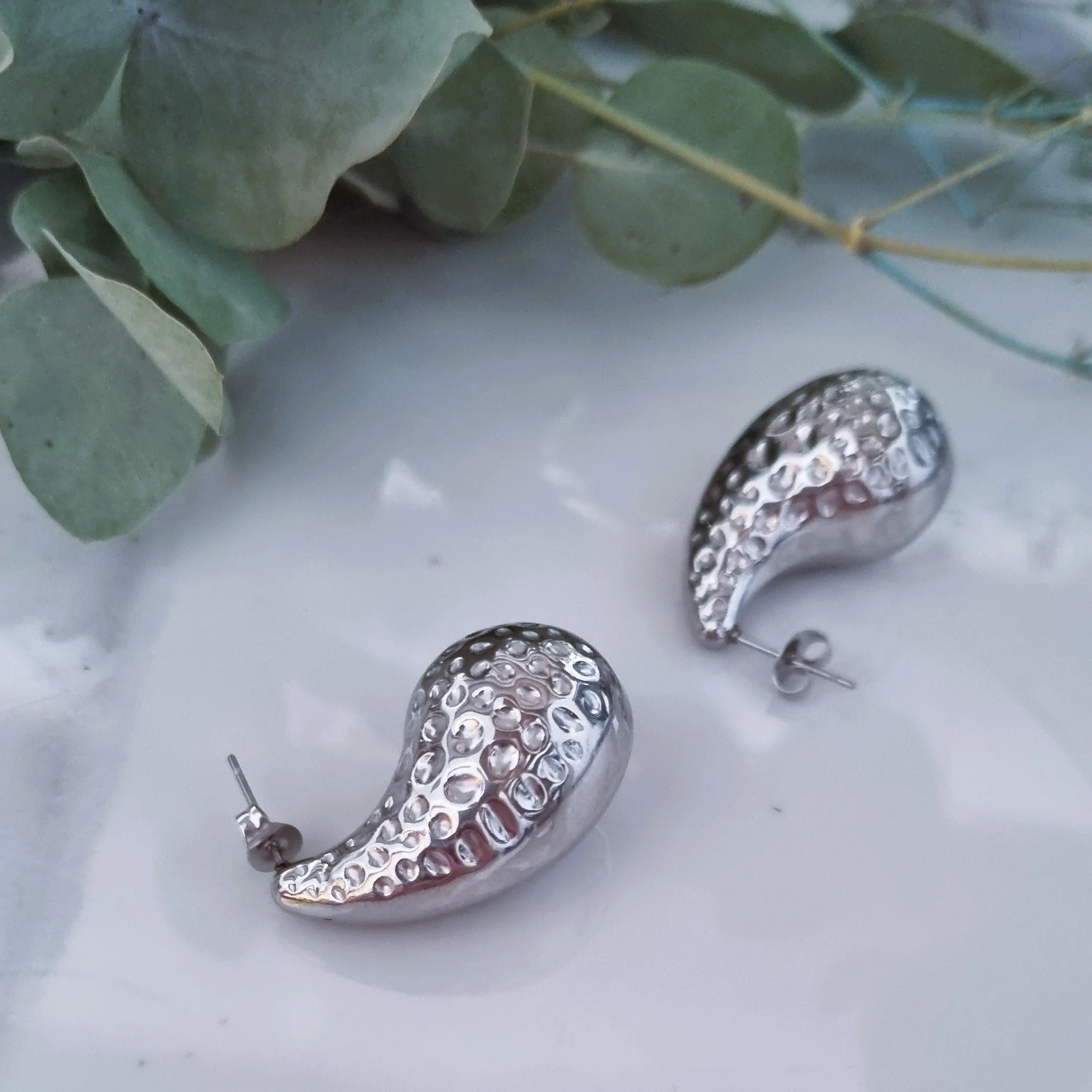 Silver drop earrings