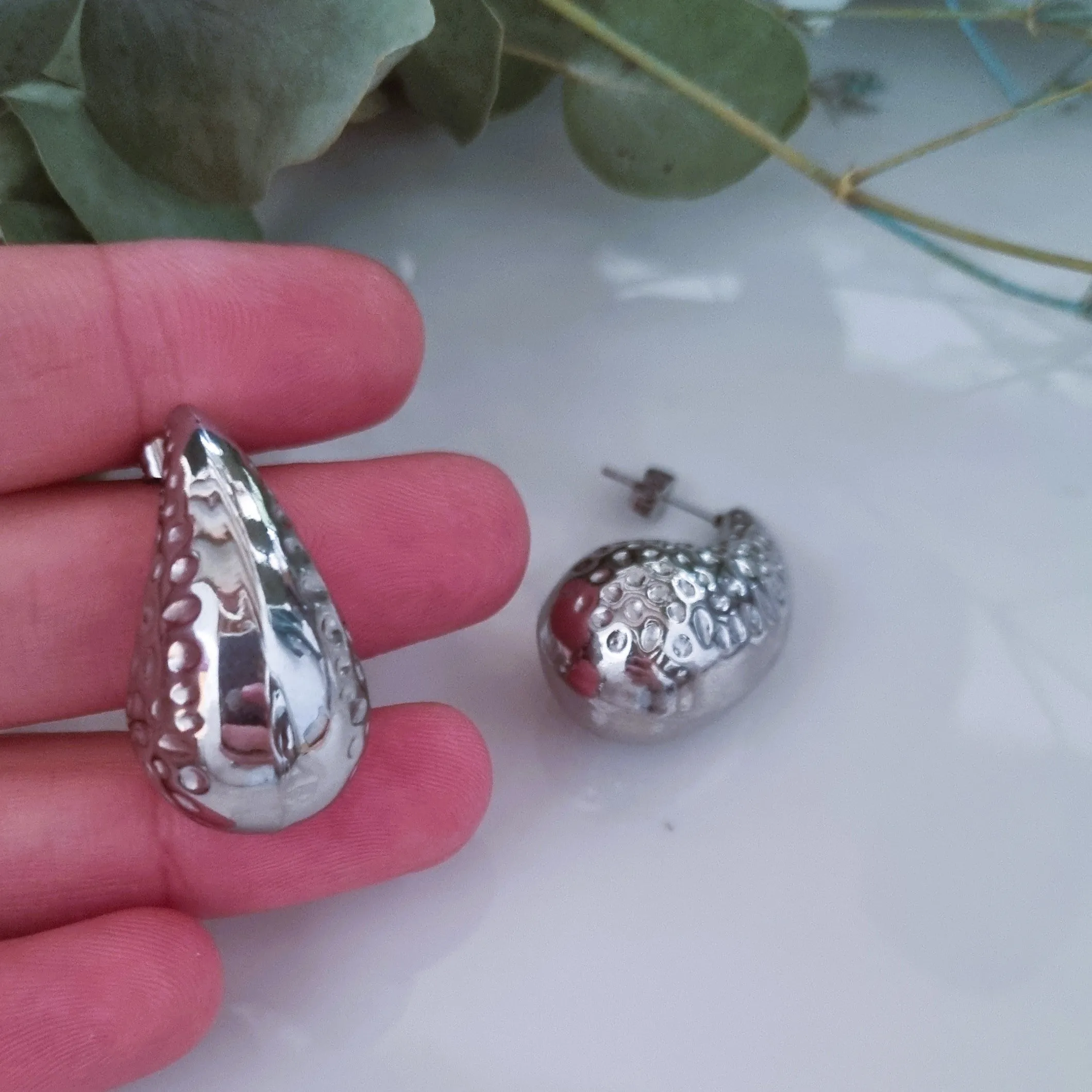 Silver drop earrings