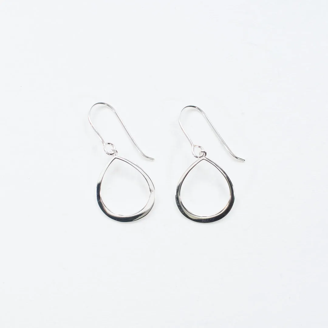 Silver Flat Open Drop Earrings