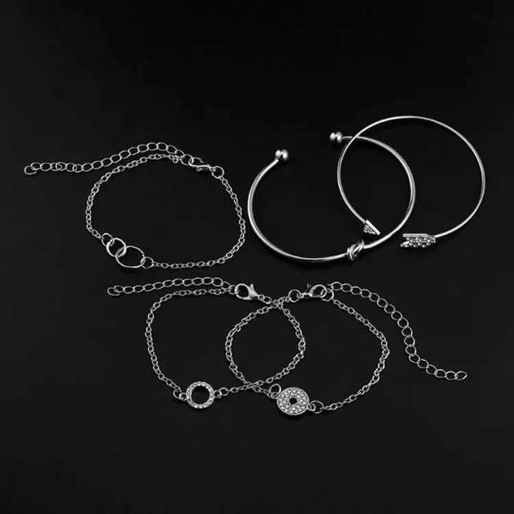 Silver Sparkle of Love Nub 5PC Bracelets