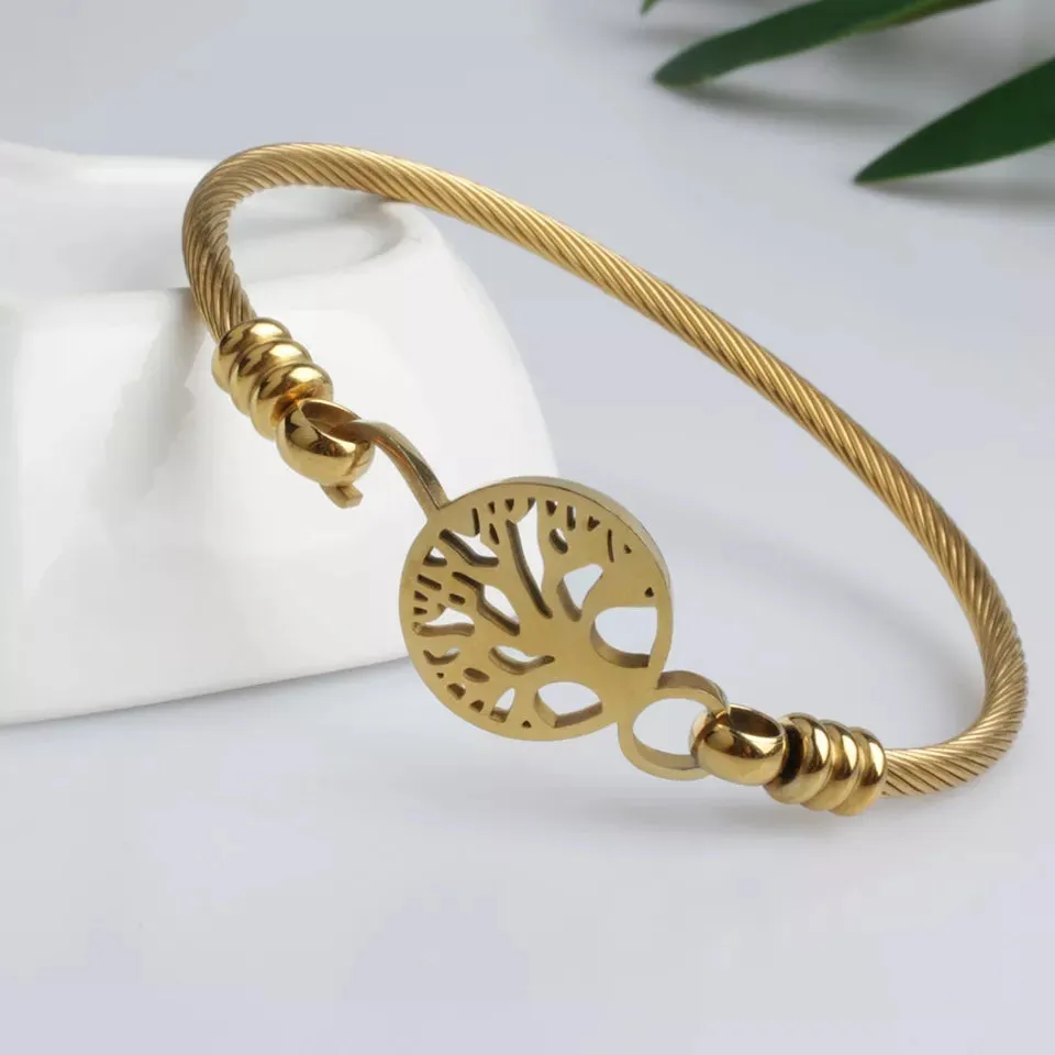 Stainless Steel Tree of Life Bangle