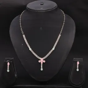 Sukkhi Appealing Choker CZ Pink & Green Gold Plated Necklace Set For Women