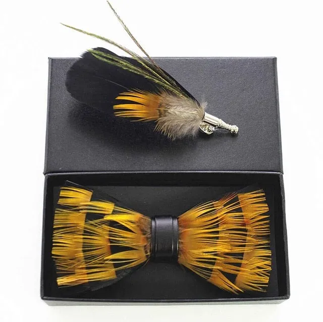 Trinidad Feather Bow Tie Set