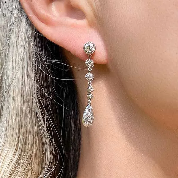 Vintage Diamond Drop Earrings