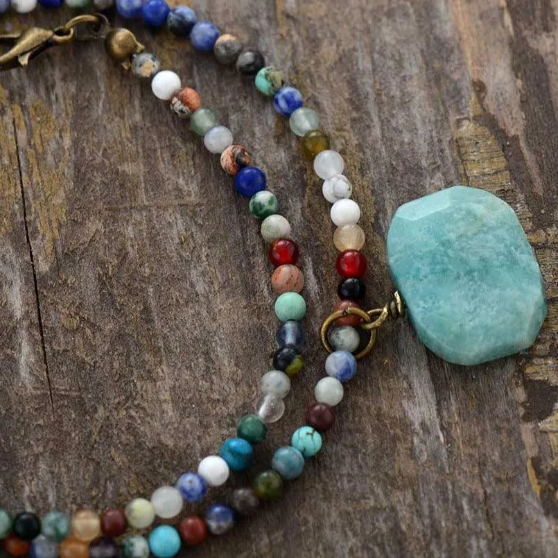 'Yadhaa' Agate & Amazonite Choker Necklace